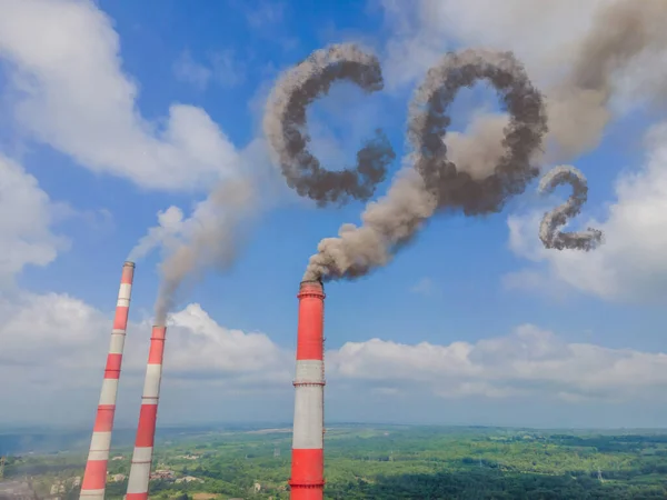 CO2 plant pipe with smoke against blue sky — Stock Photo, Image
