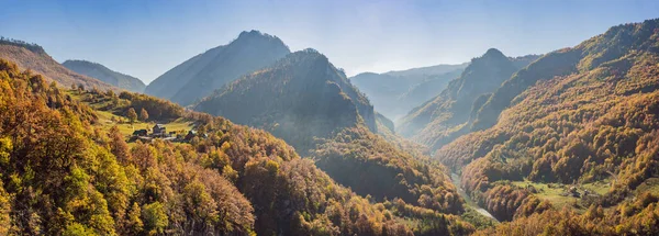 Mountain River Tara och skog i Montenegro. Resa runt Montenegro koncept — Stockfoto