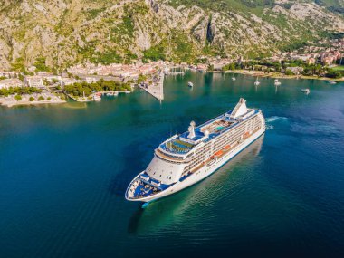 Luxury passenger liner in the bay of Kotor with travel returning after the Covid 19 pandemic.