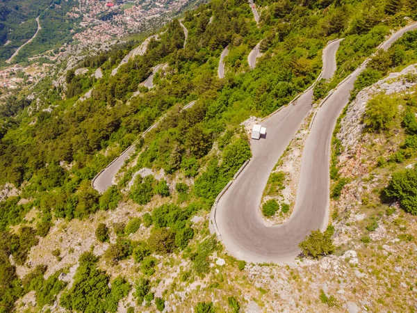 Aerial View Old Road Serpentine National Park Lovcen Montenegro — Foto Stock