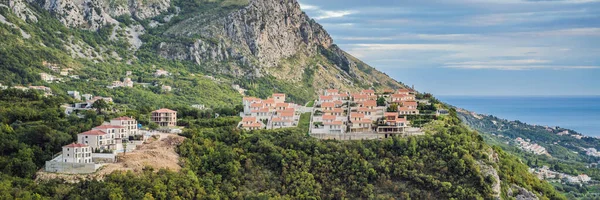 Mountains Montenegro Resort Town Budva Banner Long Format — ストック写真