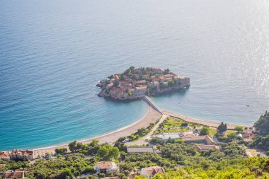 Sveti Stefan bir güzel yaz günü, Karadağ Island'da Budva'nın. Güzel yerler.