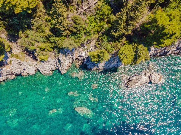 Pintoresco Mar Costa Adriática Montenegro Mar Mediteran Turquesa Costa Rocosa — Foto de Stock