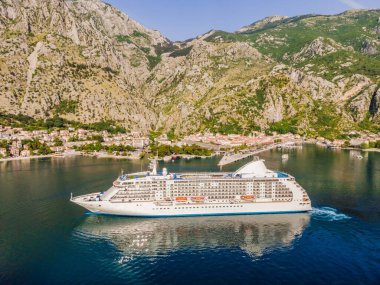Luxury passenger liner in the bay of Kotor with travel returning after the Covid 19 pandemic.