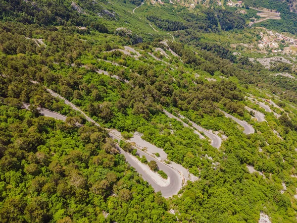 Aerial View Old Road Serpentine National Park Lovcen Montenegro — Foto Stock