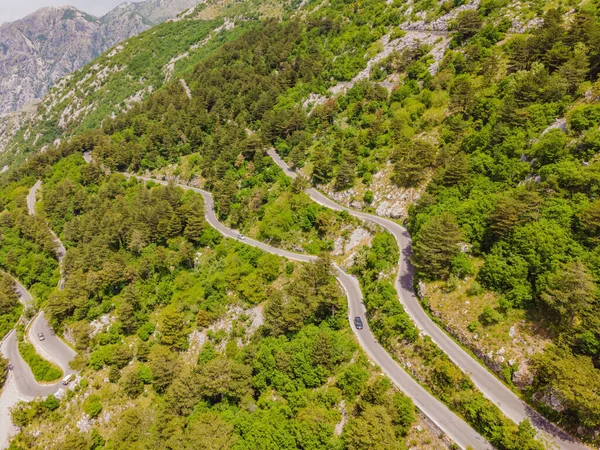 Aerial View Old Road Serpentine National Park Lovcen Montenegro — Stock Photo, Image
