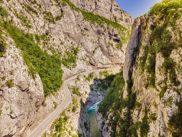 Purest Waters Turquoise Color River Moraca Flowing Canyons Travel Montenegro — Foto Stock