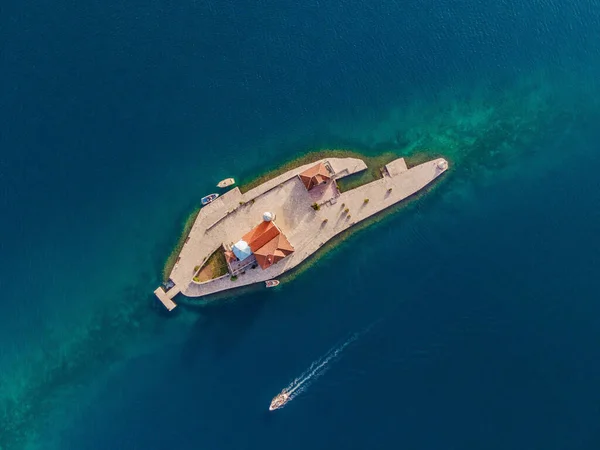 Île Pittoresque George Temple Gospa Skrpela Vue Sur Drone Boka — Photo