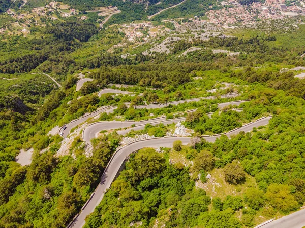 Aerial View Old Road Serpentine National Park Lovcen Montenegro — Foto Stock