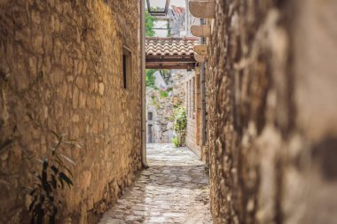 Karadağ 'ın Ulcinj kasabasının manzarası harika. Ulcinj Sahat Kulla Saat Kulesi. Lami Camii. Ulcinj, Karadağ 'ın güney Adriyatik kıyısında yazın popüler bir turizm beldesi. Ulqin.