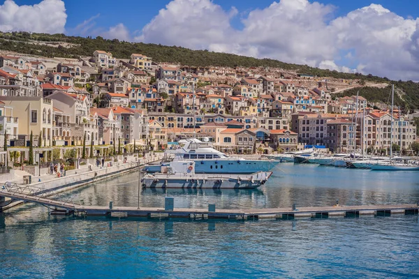 Architektura Luxusní Jachty Lustica Bay Černá Hora Cestování Kolem Černé — Stock fotografie