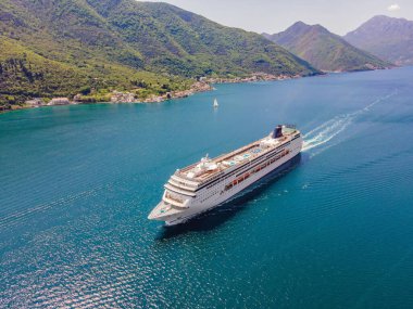 Luxury passenger liner in the bay of Kotor with travel returning after the Covid 19 pandemic.