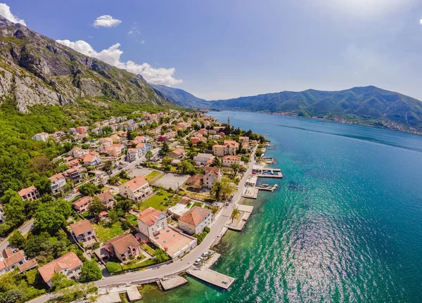 Montenegro Teluk Boka Kotor Pemandangan Kota Pantai Indah Dobrota Institut — Stok Foto