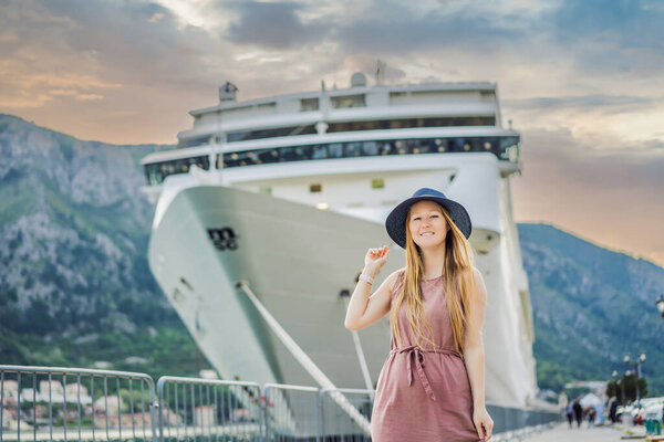 Young woman ready to travel on cruise ship.