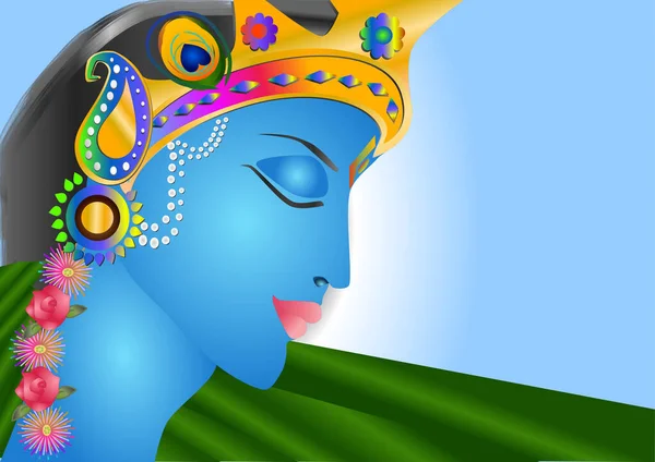 Shri Krishna Avatar Hindu Bhagwan Vishnu — Vetor de Stock