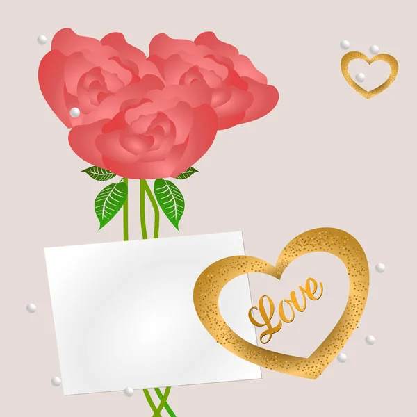 Rosen Mit Herz Karte Mit Text Liebe — Stockfoto