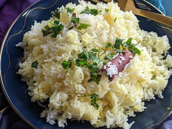 Semangkuk Zafrani Pulao Harum Atau Safron Rice — Stok Foto