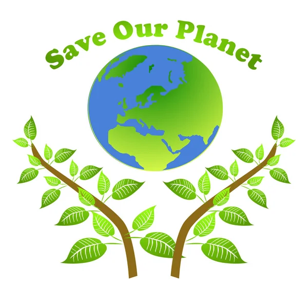 Salvar Planeta Texto Fundo Branco Com Planeta Terra — Fotografia de Stock