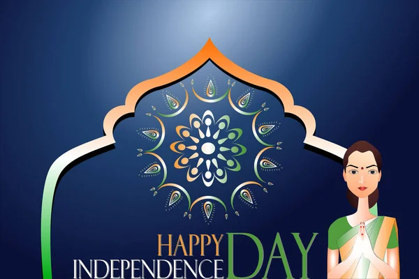 День Независимости Индии Триколорным Флагом Августа — стоковый вектор