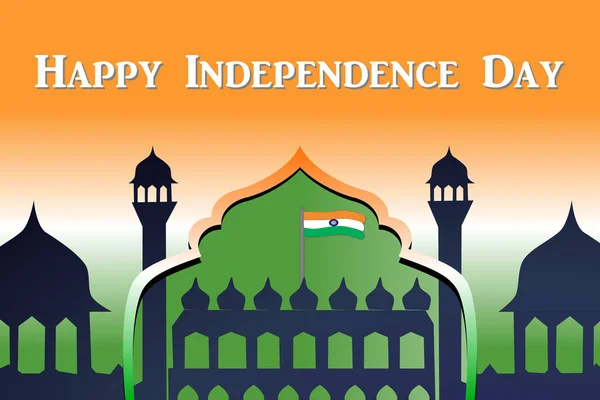 Dia Independência Índia Com Bandeira Tricolor Agosto — Vetor de Stock