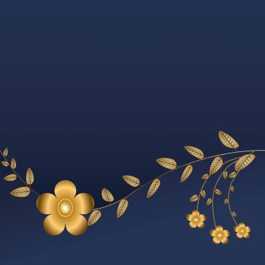 Özgeçmiş için yaprakları, davetiye kartları ve şablonları olan altın soyut Mandal çiçekleri.