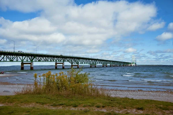 Міст Макіно Через Озеро Верхнє Озеро Гурон Верхньому Півострові Мічиган — стокове фото