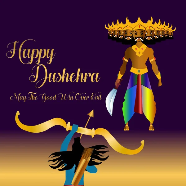 Dushehra Nebo Vijaydashmi Festival Hinduismu Oslavu Triumfu Ram Dobra Nad — Stockový vektor