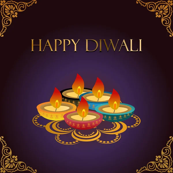 Saludo Diwali Con Mensaje Happy Diwali — Vector de stock