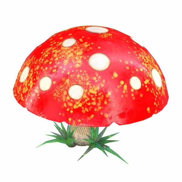 Kreslené houby červená bílá amanita. 3D ilustrace Stock Snímky
