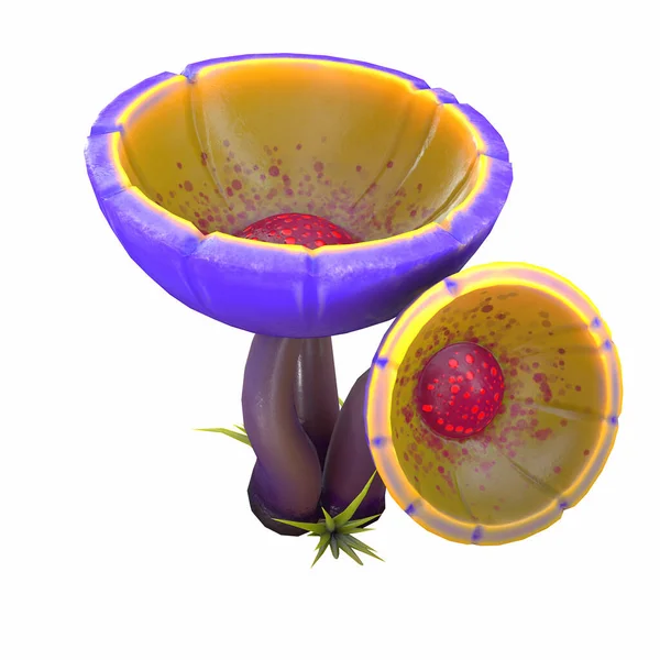 Dessin animé magique fantaisie beau champignon, illustration 3D, Image En Vente