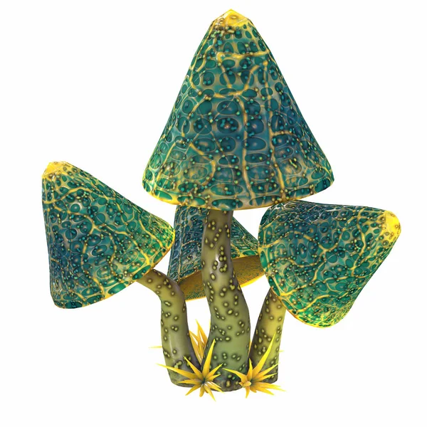 Tecknad magisk fantasi vacker svamp, 3D-illustration, — Stockfoto