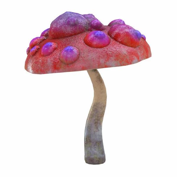 Cartoon magische Fantasie schöner Pilz, 3D-Illustration, — Stockfoto
