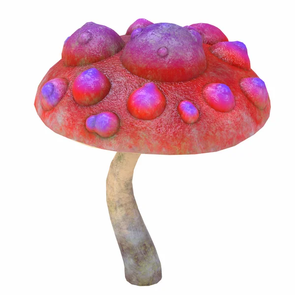 Dessin animé magique fantaisie beau champignon, illustration 3D, — Photo