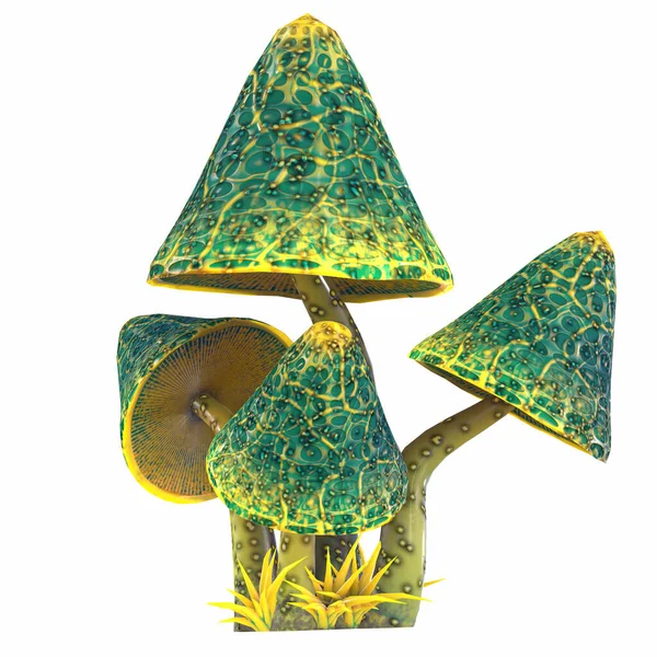 Dessin animé magique fantaisie beau champignon, illustration 3D, Images De Stock Libres De Droits