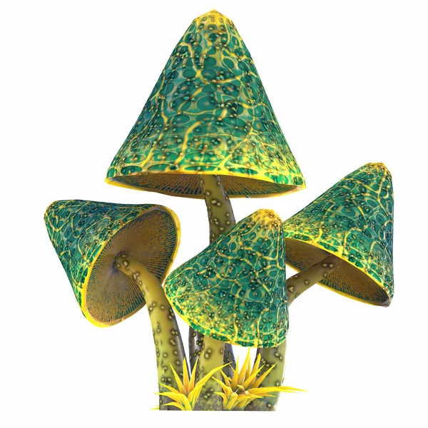 Kreslené magické fantazie krásné houby, 3D ilustrace, Stock Snímky