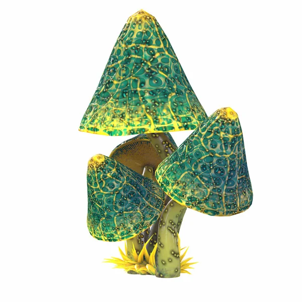 Dessin animé magique fantaisie beau champignon, illustration 3D, Photo De Stock
