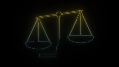 Siyah arkaplanda parlayan neon dengesi simgesi. Projen için 4K video.