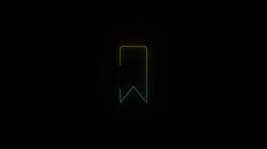 Siyah arkaplanda parlayan neon renkli simge. Projen için 4K video.