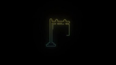 Siyah arkaplanda parlayan neon ışığı simgesi. Projen için 4K video.