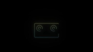Siyah arkaplanda parlayan neon DJ konsol simgesi. Projen için 4K video.