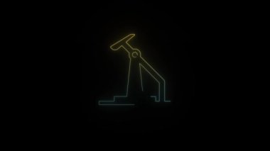 Siyah arka planda parlayan neon sondaj ikonu. Projen için 4K video.