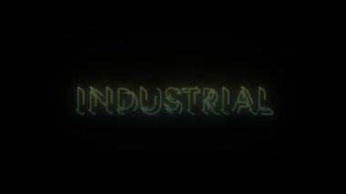 Siyah arka planda parlayan neon endüstriyel ikon. Projen için 4K video.