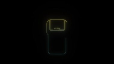 Siyah arkaplanda parlayan neon çöp kutusu simgesi. Projen için 4K video.