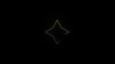 Parlayan neon ay ve siyah arkaplanda yıldız simgesi. Projen için 4K video.