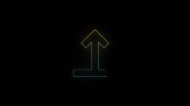 Siyah arkaplanda parlayan neon yükleme simgesi. Projen için 4K video.