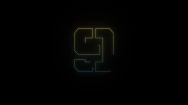 Parlayan neon tarzı siyah arkaplanda 9 numara ikonu. Projen için 4K video.