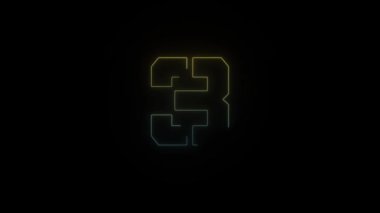 Parlayan neon tarzı siyah arkaplanda 3 numara simgesi. Projen için 4K video.