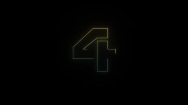 Parlayan neon tarzı siyah arkaplanda 4 numara simgesi. Projen için 4K video.