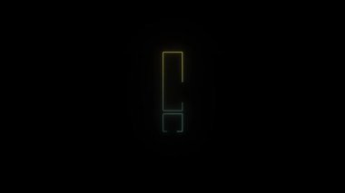 Siyah arkaplanda parlayan neon renkli ünlem işareti simgesi. Projen için 4K video.