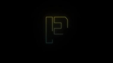 Siyah arkaplanda parlayan neon renkli P harfi simgesi. Projen için 4K video.
